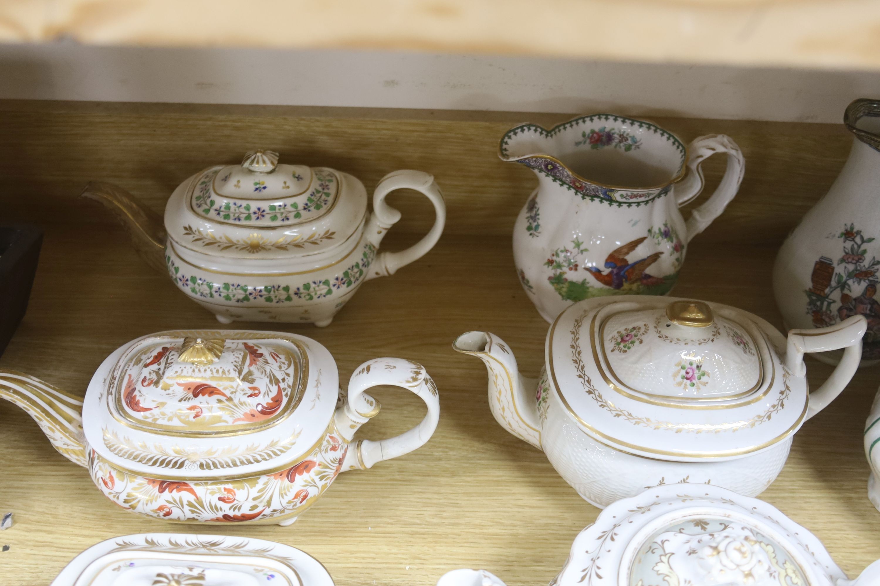 A group of mainly 19th century ceramics, teapots and jugs